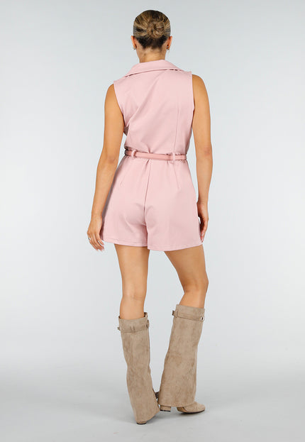 NEW260826 Roze Mouwloze Playsuit met Stretch