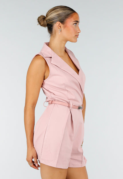 NEW260826 Roze Mouwloze Playsuit met Stretch
