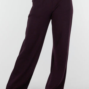 NEW261125 Aubergine Stretch Broek van Fleecestof