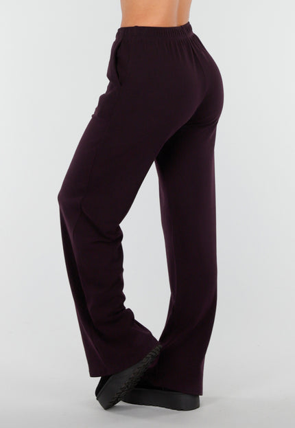 NEW261125 Aubergine Stretch Broek van Fleecestof