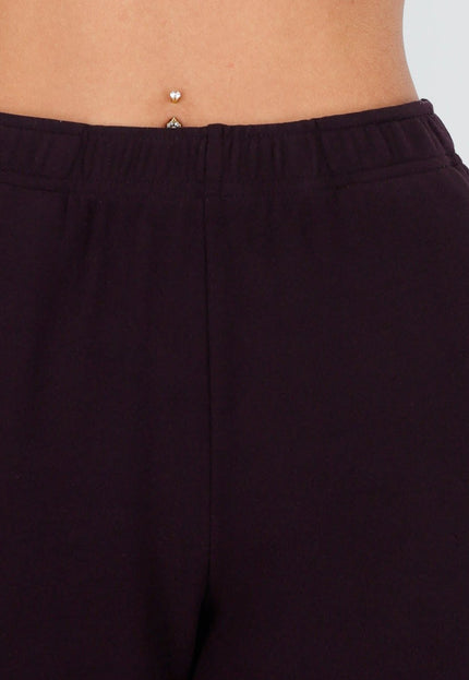 NEW261125 Aubergine Stretch Broek van Fleecestof