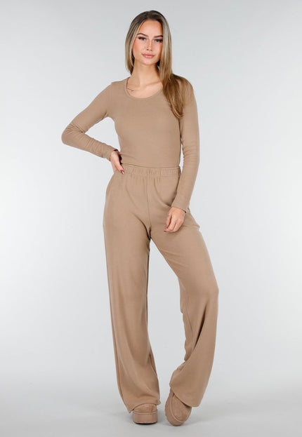 NEW261125 Beige Stretch Fleece Broek