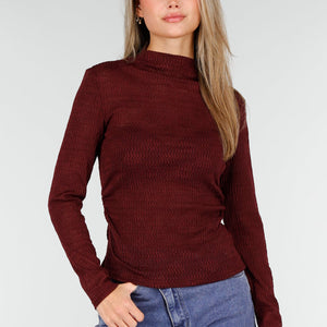 NEW261125 Bordeaux Lange Mouwen Top