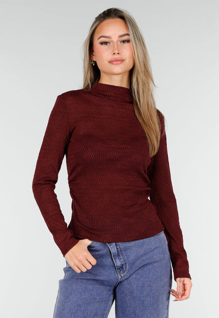 NEW261125 Bordeaux Lange Mouwen Top