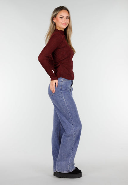 NEW261125 Bordeaux Lange Mouwen Top