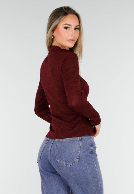 NEW261125 Bordeaux Lange Mouwen Top