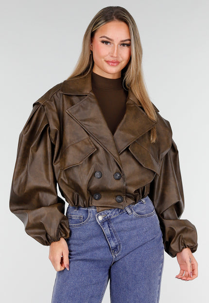 NEW261125 Bruin Faux Leather Jasje