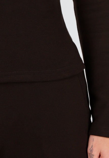 NEW261125 Bruine Fleece Stretch Top met Col