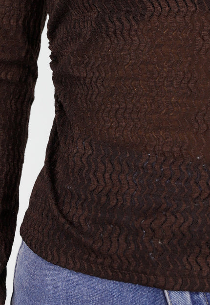 NEW261125 Bruine Mesh Top
