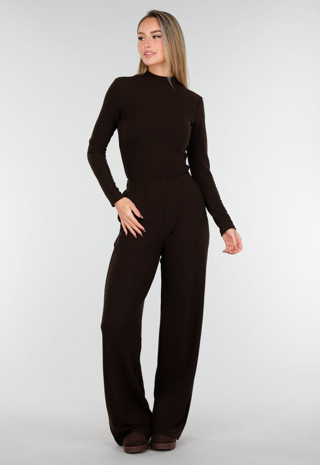 NEW261125 Bruine Stretch Fleece Broek
