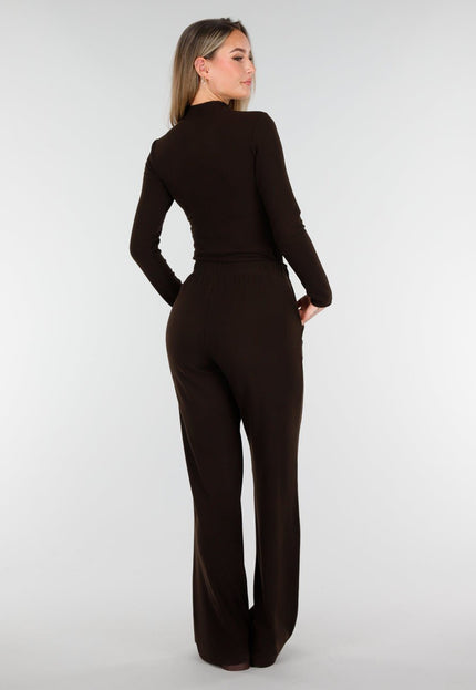 NEW261125 Bruine Stretch Fleece Broek