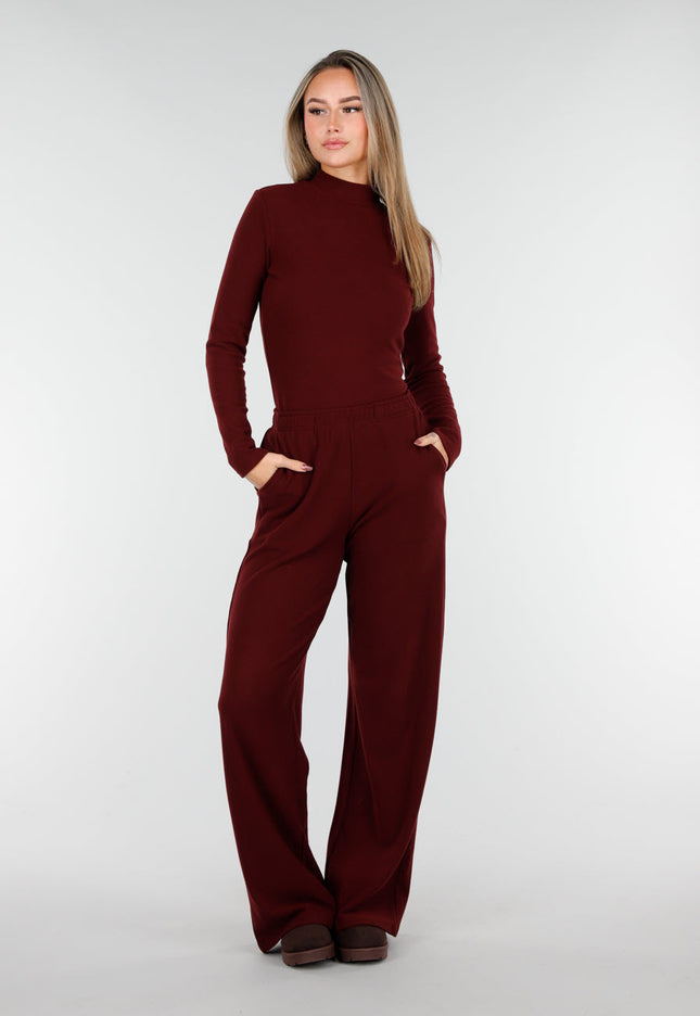 NEW261125 Burgundy Stretch Fleece Broek