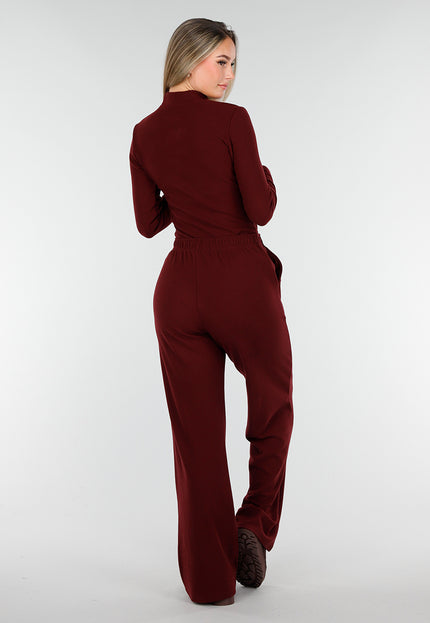 NEW261125 Burgundy Stretch Fleece Broek