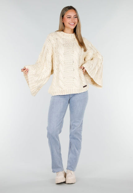 NEW261125 Cremekleurige Oversized Kabeltrui