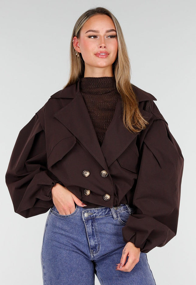 NEW261125 Donkerbruin Cropped Jasje