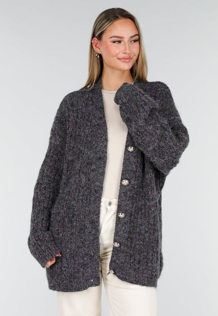 NEW261125 Donkergrijs Gebreid Vest met Knopen