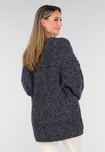 NEW261125 Donkergrijs Gebreid Vest met Knopen