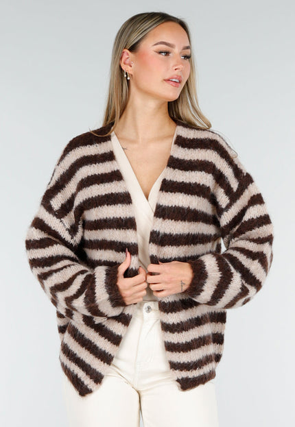 NEW261125 Gestreept Crème en Bruin Vest