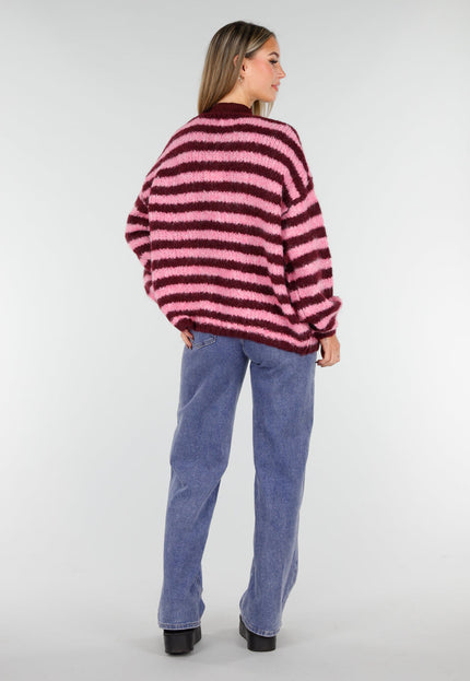 NEW261125 Gestreept Roze en Bordeaux Vest