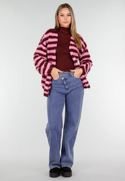 NEW261125 Gestreept Roze en Bordeaux Vest