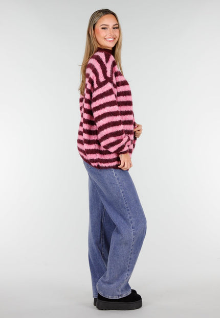 NEW261125 Gestreept Roze en Bordeaux Vest