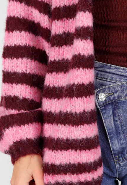 NEW261125 Gestreept Roze en Bordeaux Vest