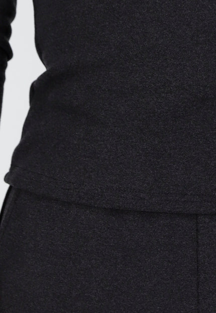 NEW261125 Grijze Stretch Fleece Top met Ronde Hals