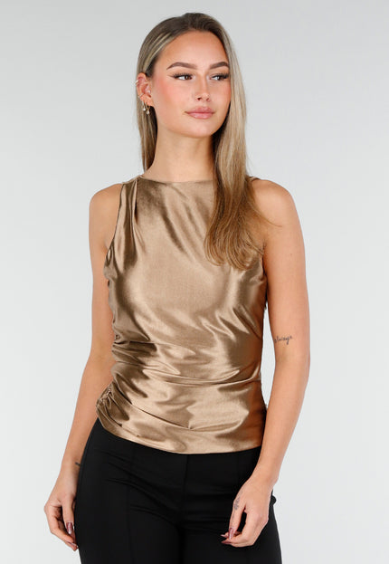 OP=OP.AV.12 Padded Beige Satijnen Top met Strik