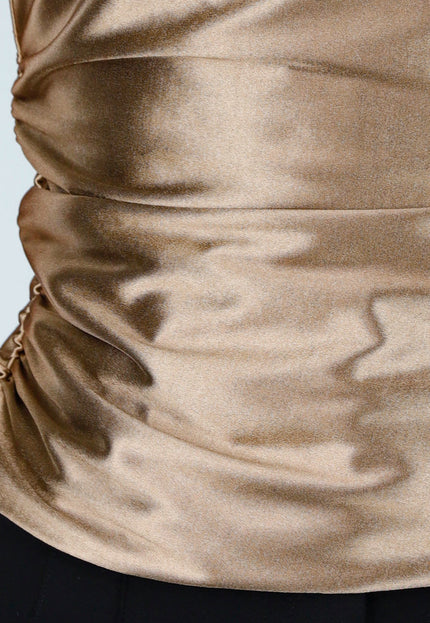 OP=OP.AV.12 Padded Beige Satijnen Top met Strik