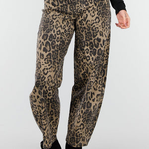 NEW261125 Panterprint Baggy Broek Bruin