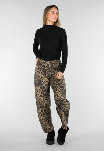 NEW261125 Panterprint Baggy Broek Bruin
