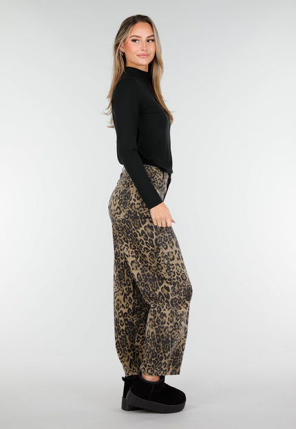 NEW261125 Panterprint Baggy Broek Bruin