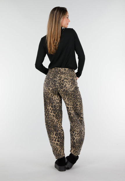NEW261125 Panterprint Baggy Broek Bruin