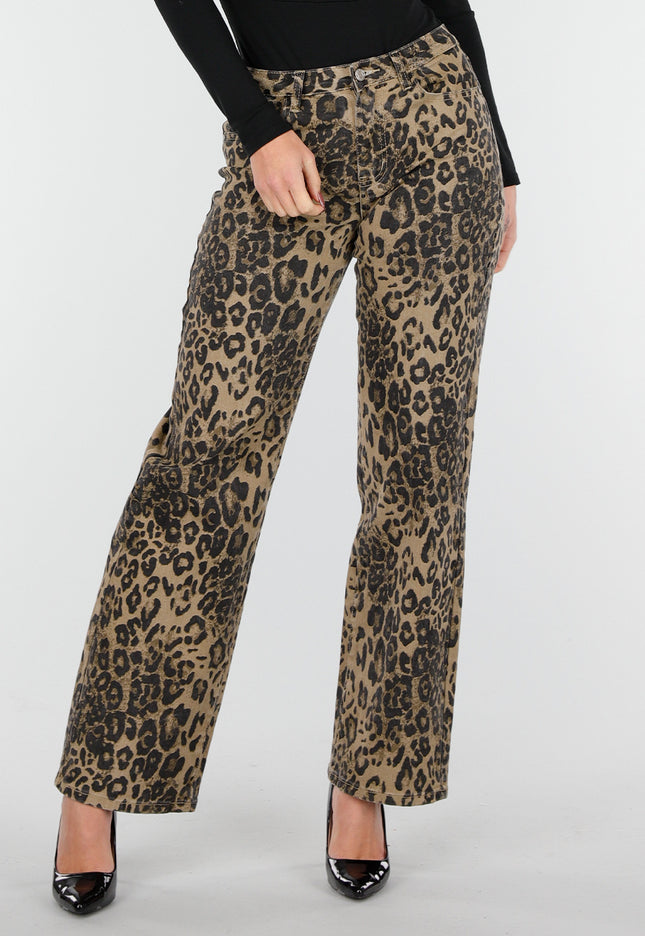 NEW261125 Panterprint Broek Bruin