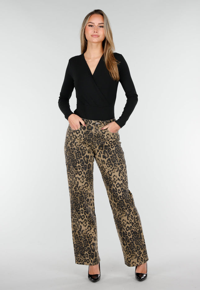 NEW261125 Panterprint Broek Bruin