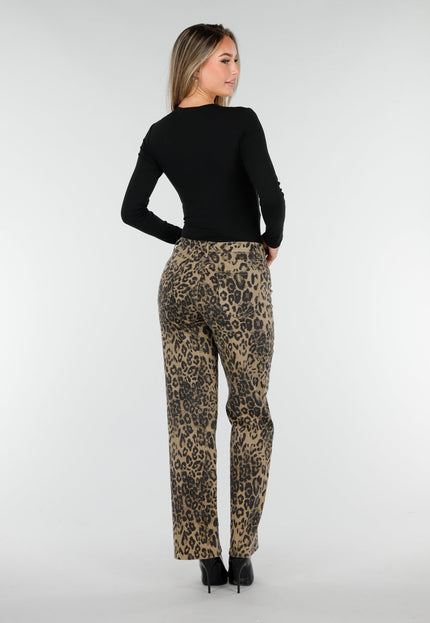 NEW261125 Panterprint Broek Bruin