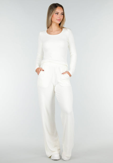 NEW261125 Witte Fleece Stretch Broek