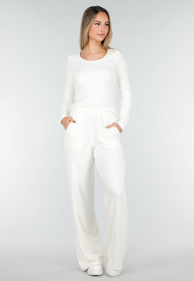 NEW261125 Witte Fleece Stretch Broek