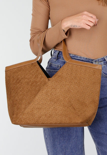 NEW261125 Woven Suede Shopper