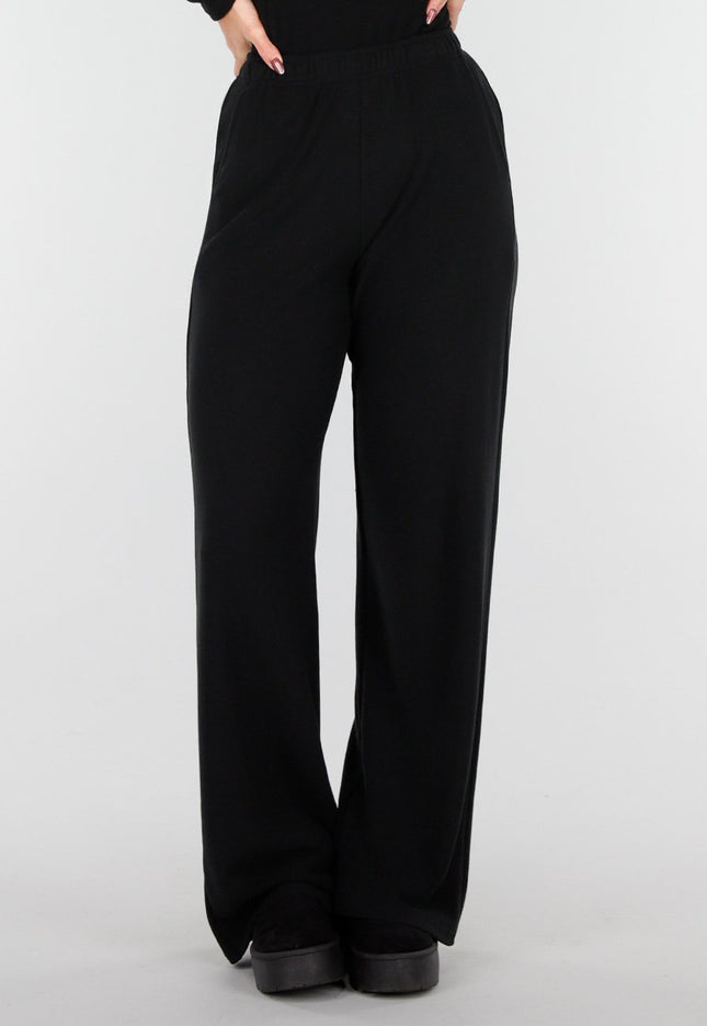 NEW261125 Zwarte Fleece Stretch Broek
