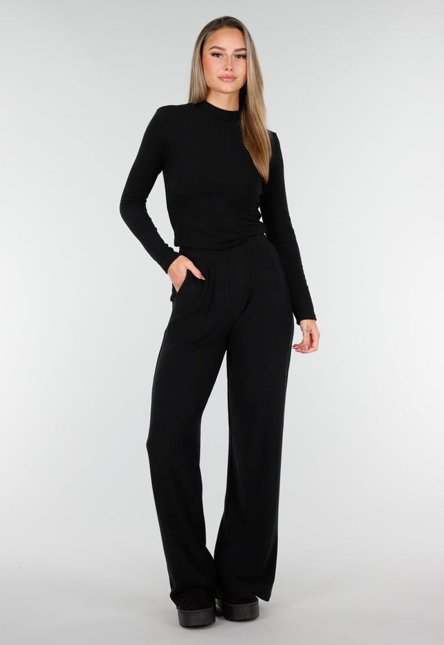 NEW261125 Zwarte Fleece Stretch Broek