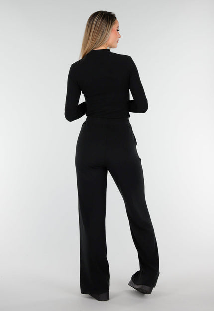 NEW261125 Zwarte Fleece Stretch Broek
