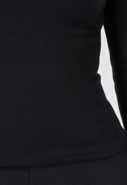 NEW261125 Zwarte Fleece Stretch Top met Col