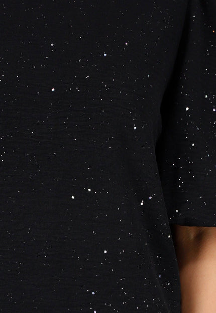 Zwarte Galaxy Glitter Top