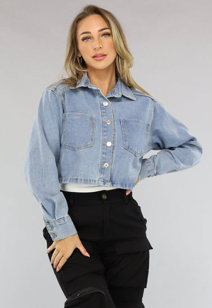 OP=OP.05.NL Blauwe Korte Denim Blouse