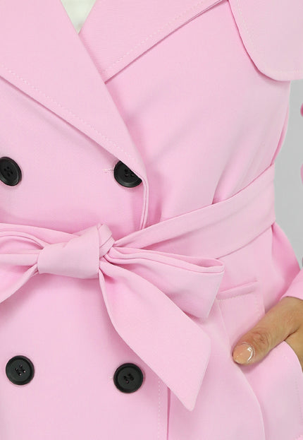 NEW2703 Lange Jas met Ceintuur in Babyroze
