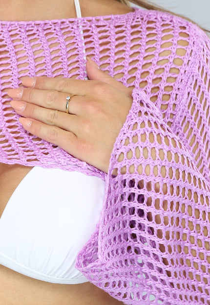 NEW2703 Lila Gehaakte Crop Top