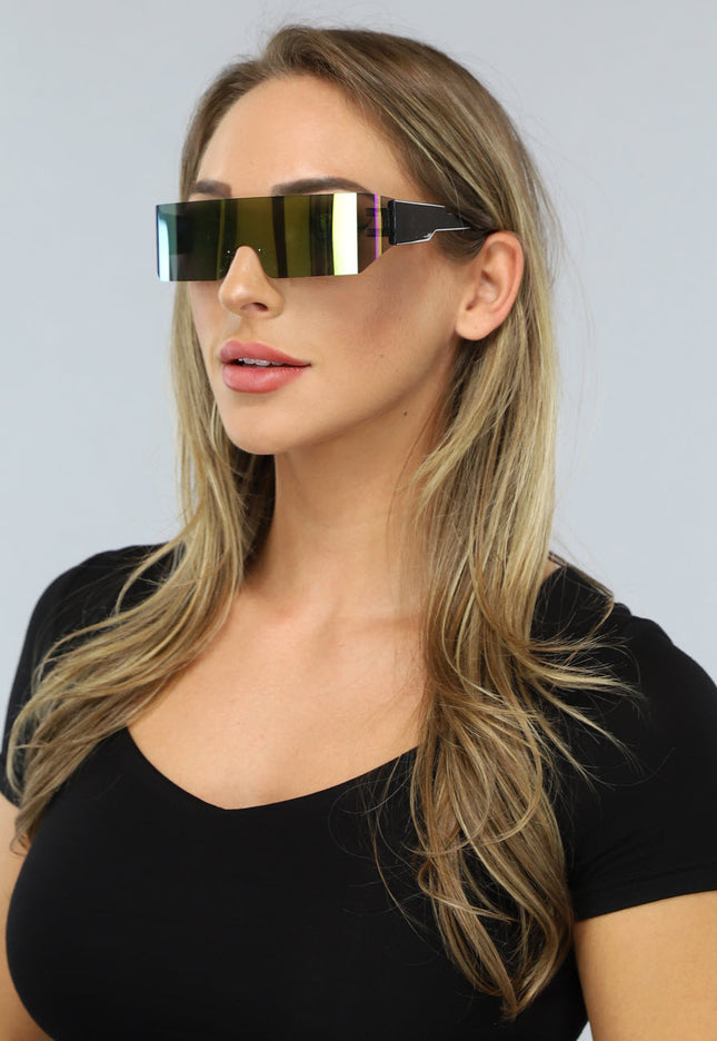 NEW2703 Zwarte Rave Bril met Spiegelglas