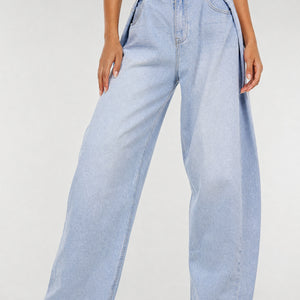 NEW270526 Blauwe Balloon Jeans met Plooien