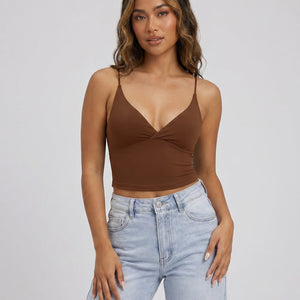 NEW270526 Bruine Tanktop met Pads